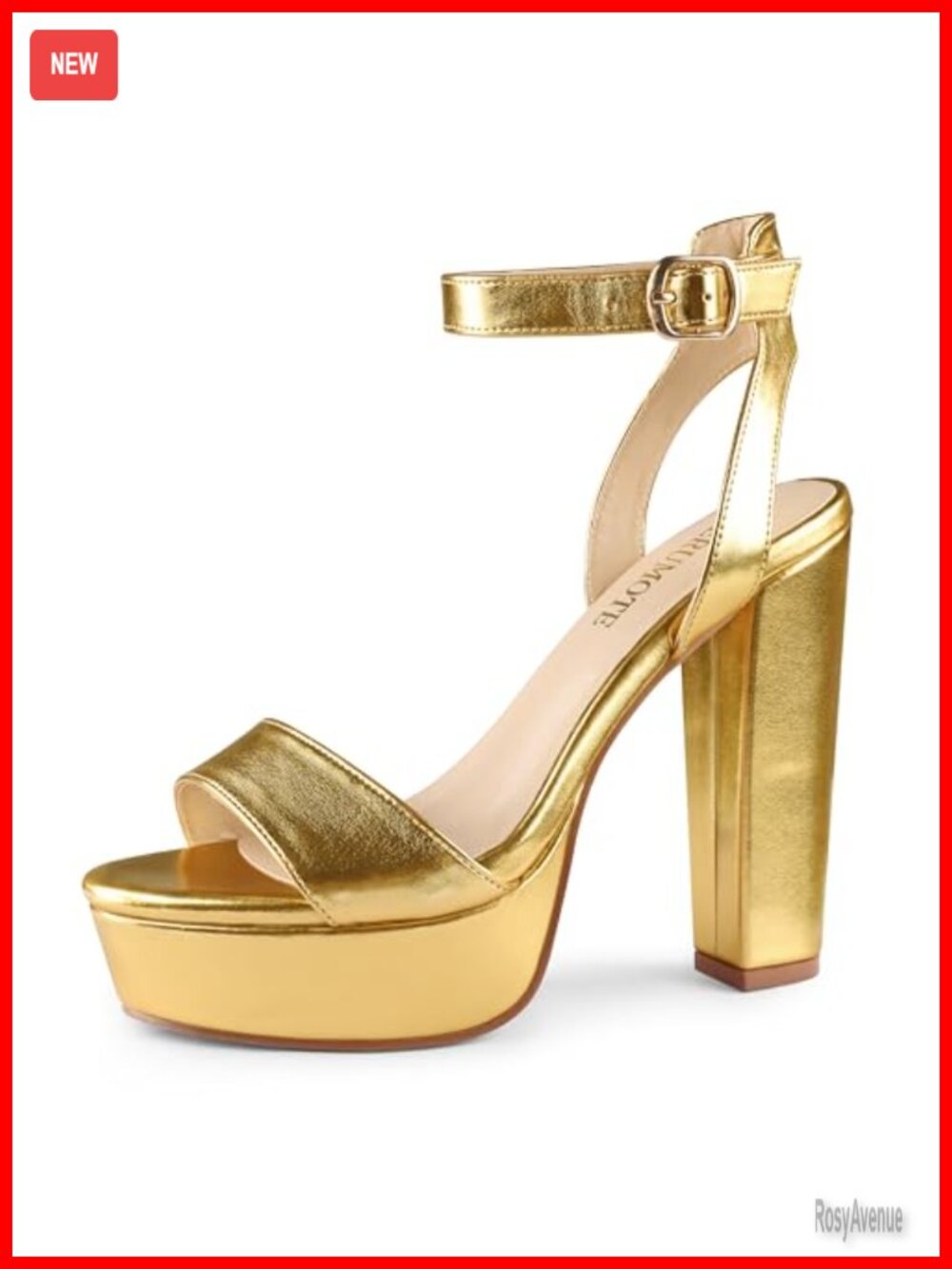Women's Chunky Platform High Heel Sandals Faux Leather Ankle Strap